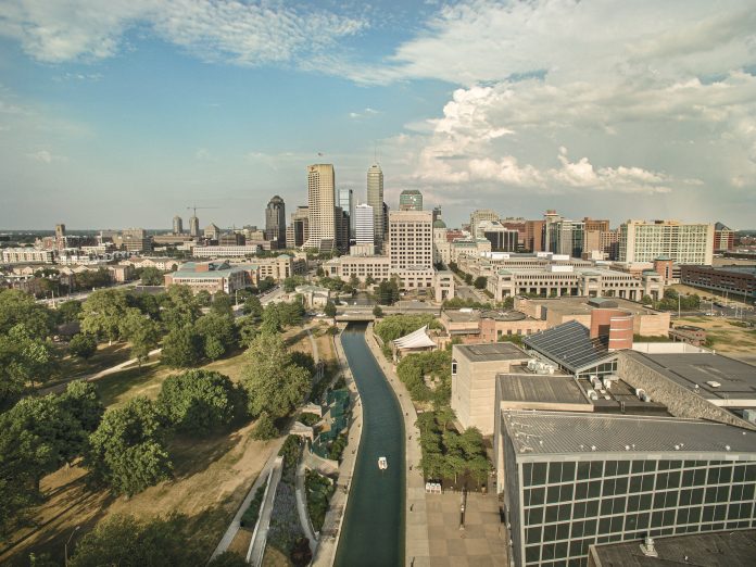 A waterway leading to a downtown