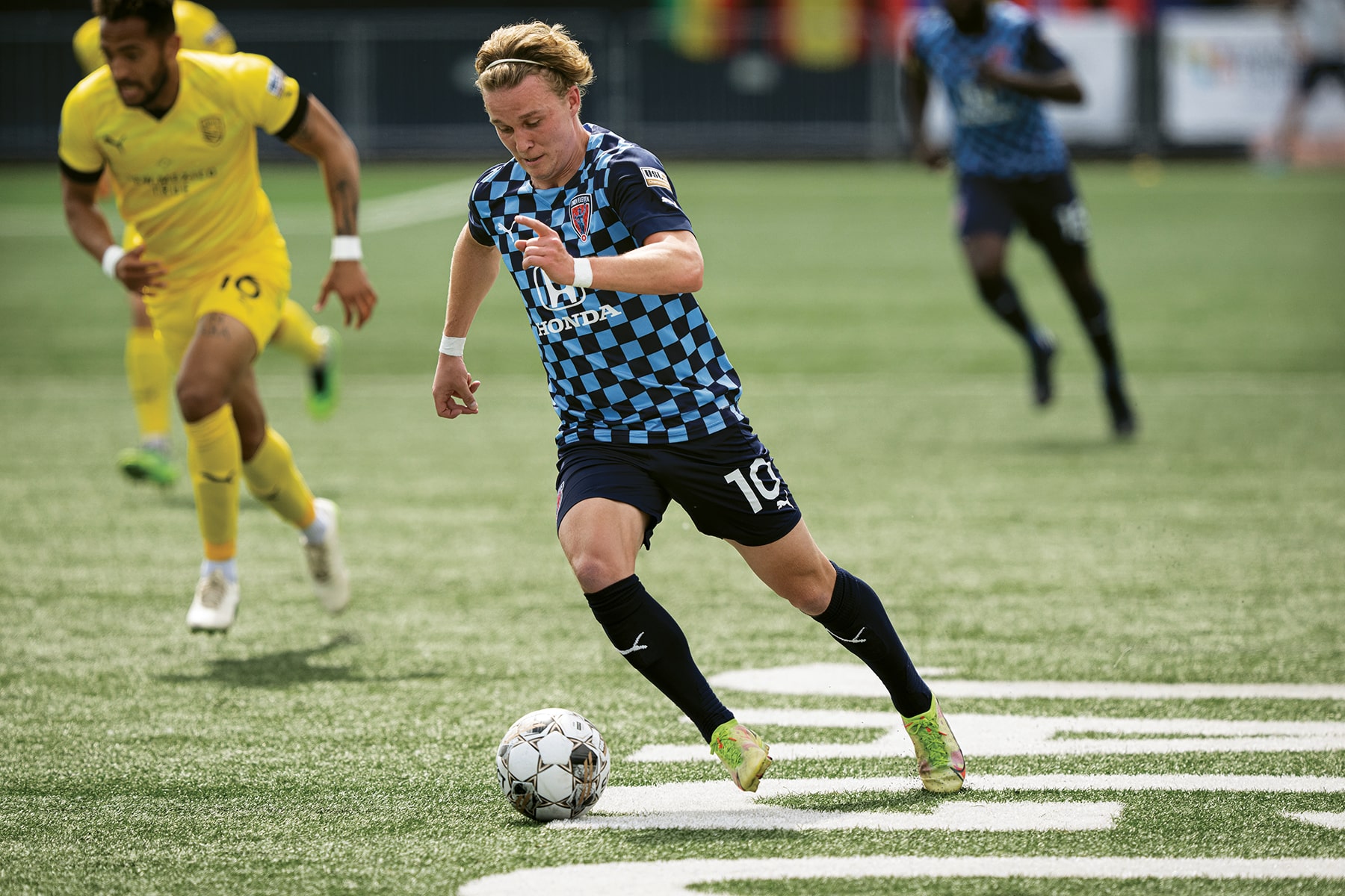 a guy playing soccer for Indy Eleven which just announced their downtown stadium plans