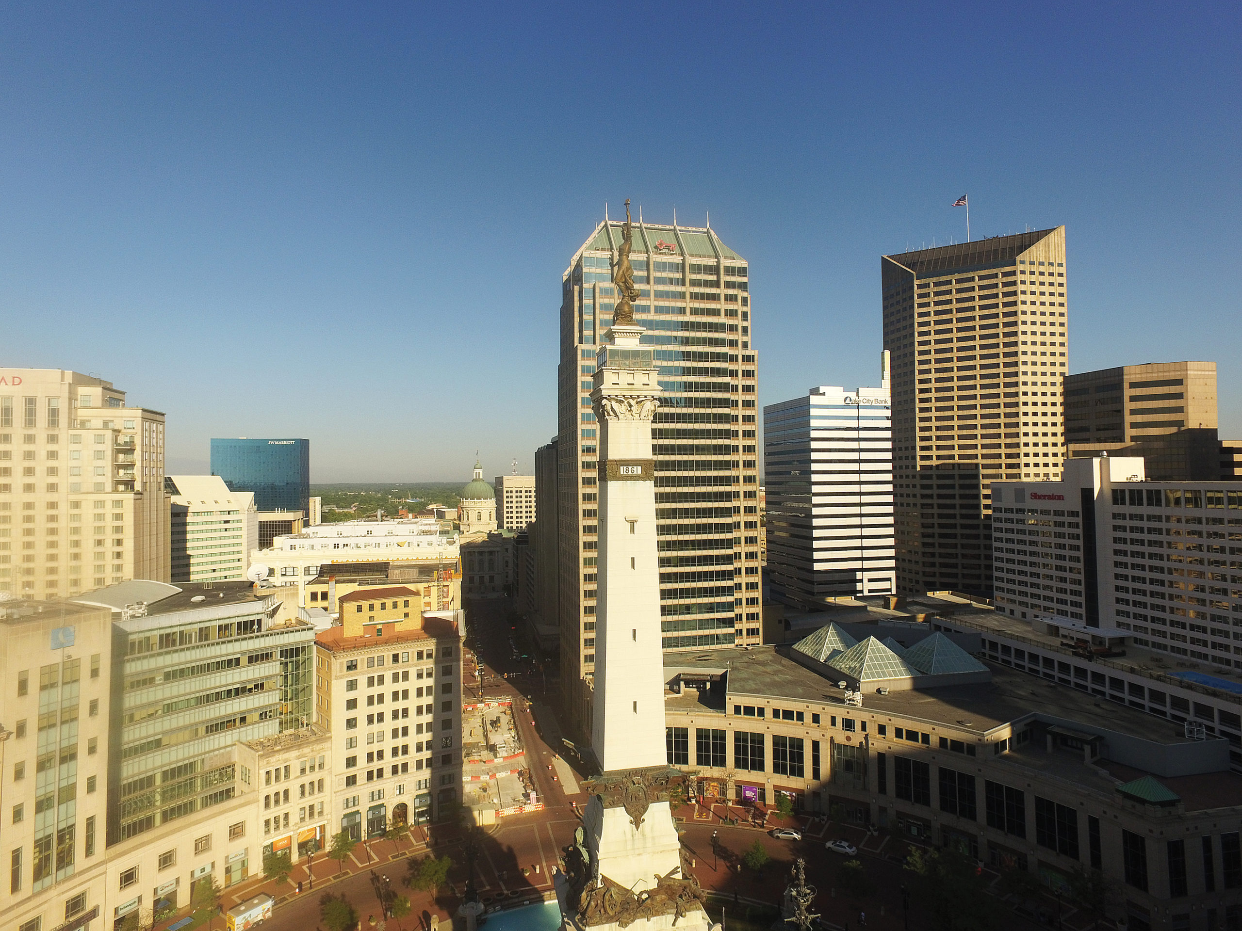 Monument Circle is in the center of downtown 