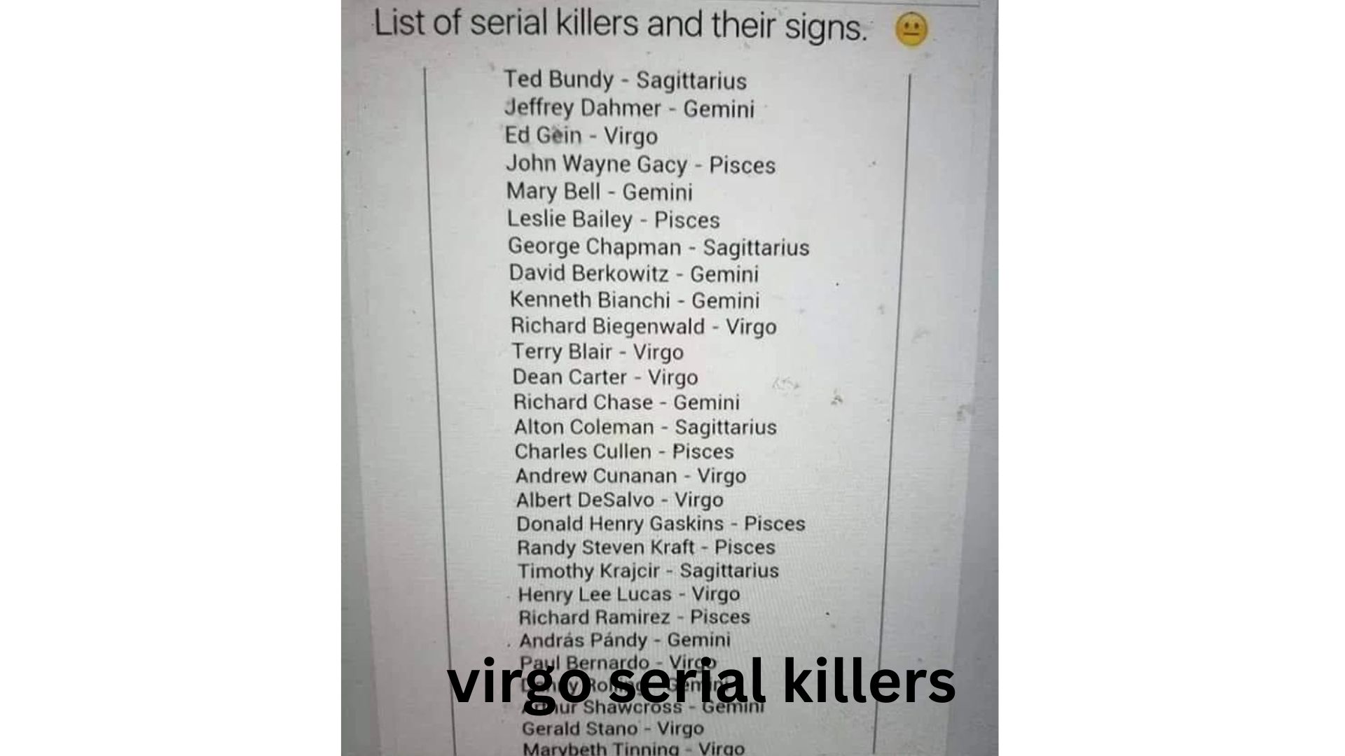 virgo serial killers
